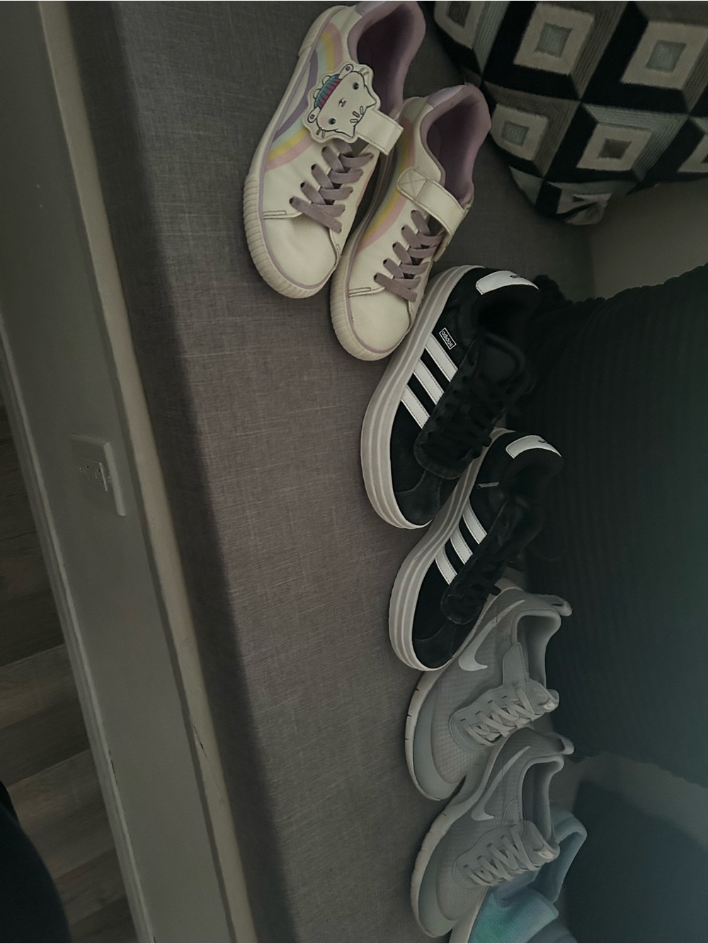 White Sneakers with Pastel Rainbow Accents